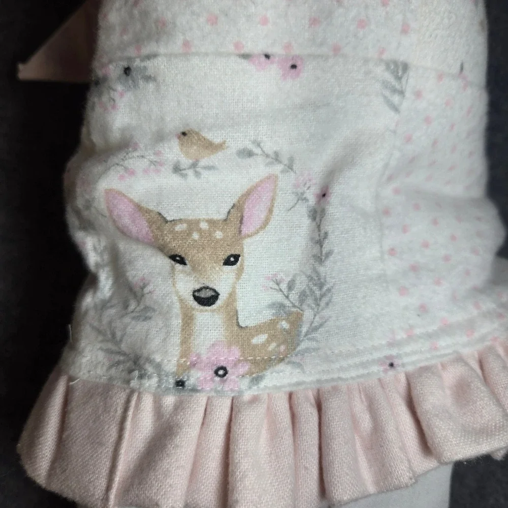 Handmade Cloth Rag Doll Brown Yarn Braid‎ Pink Woodland Deer Outfit 18 In Unique